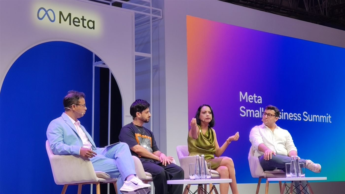 Vijayshree Kalani speaking on the Meta stage