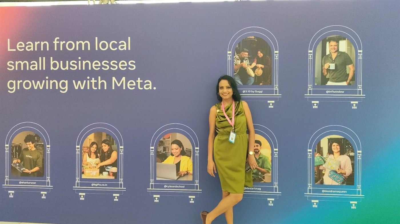 Vijayshree Kalani at Meta's wall of small businesses growing with Meta